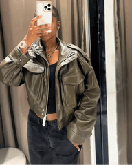 Chaqueta Bomber Hanna de Piel Sintética