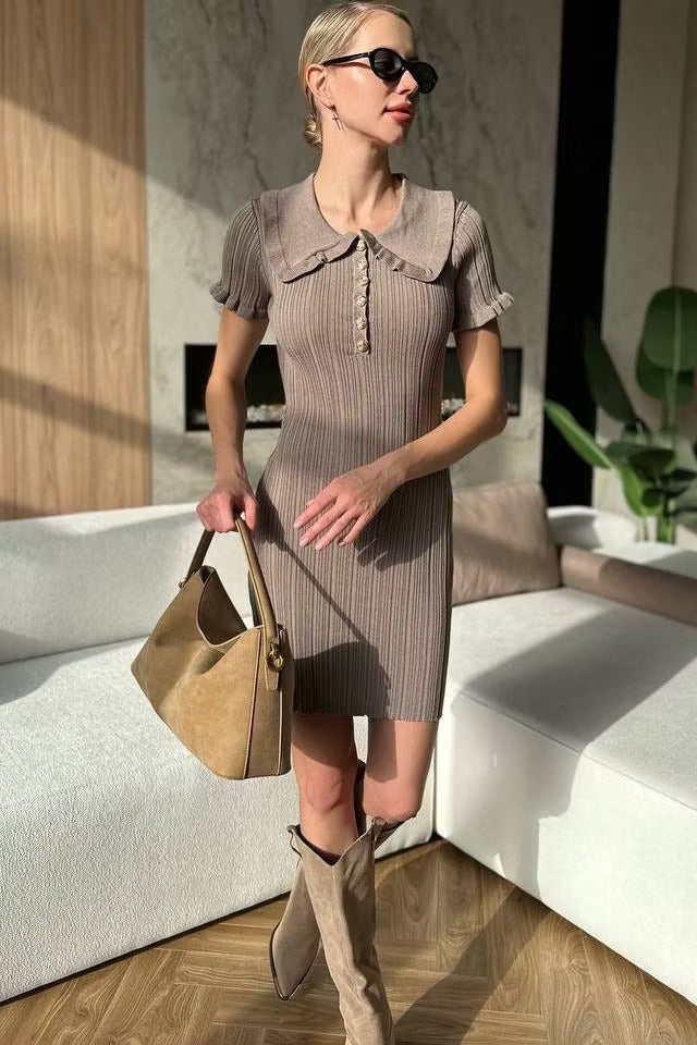 Vestido suéter Sophia de punto con trenzas
