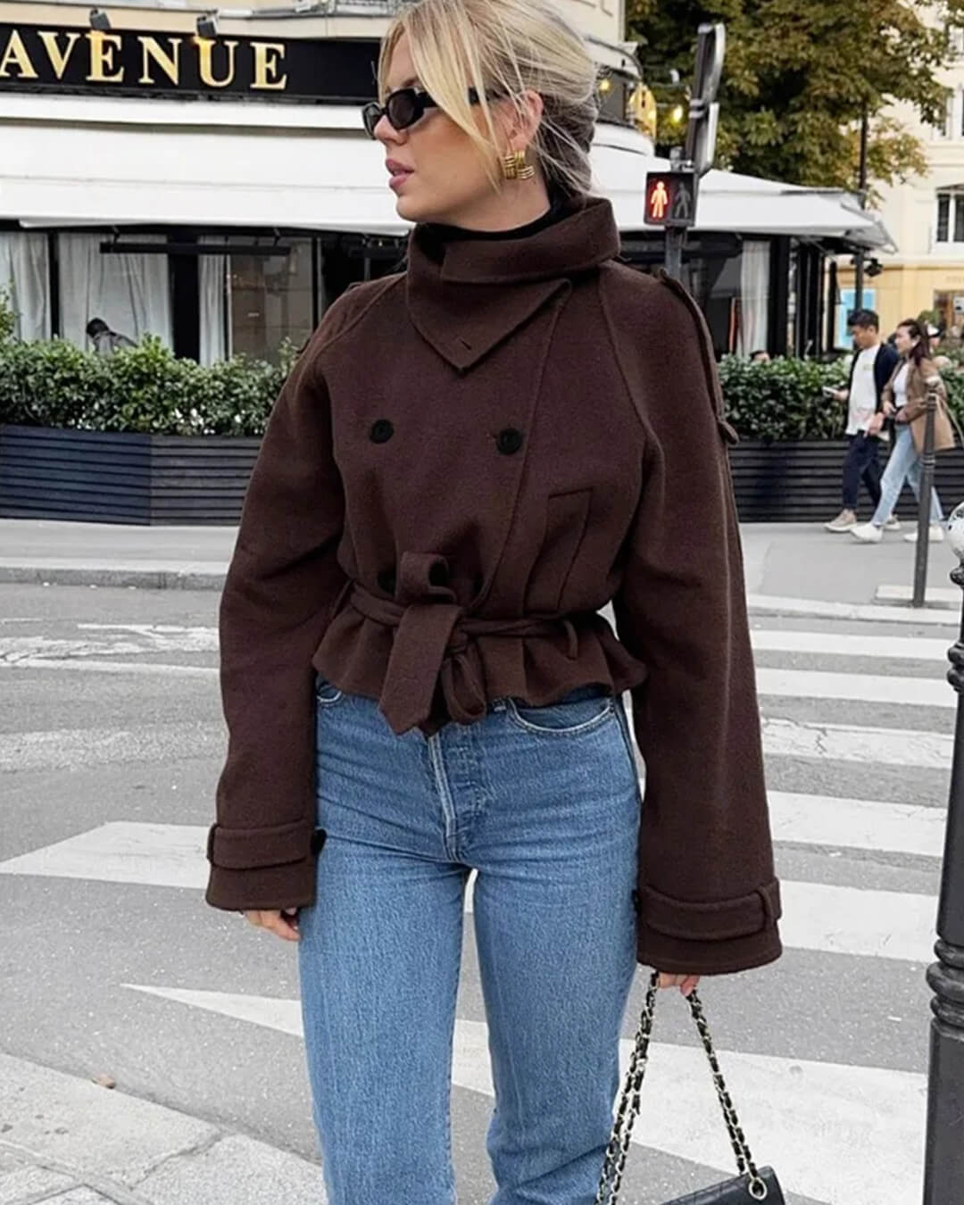 ZEYA - Sophia Stand Collar Short Trench Coat