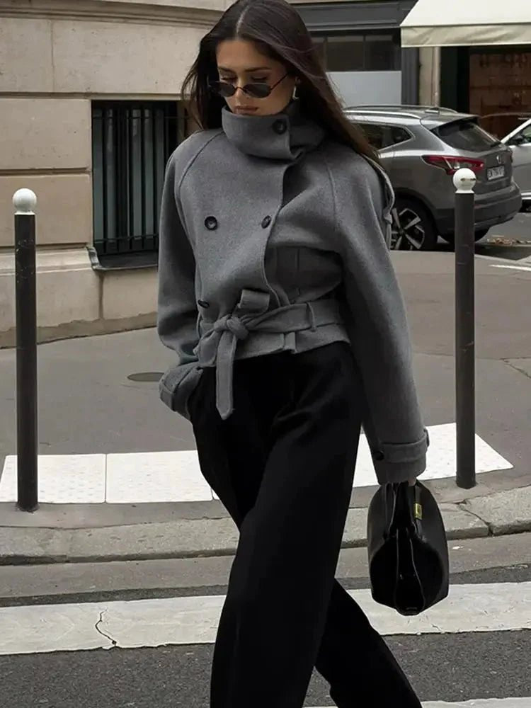 ZEYA - Sophia Stand Collar Short Trench Coat