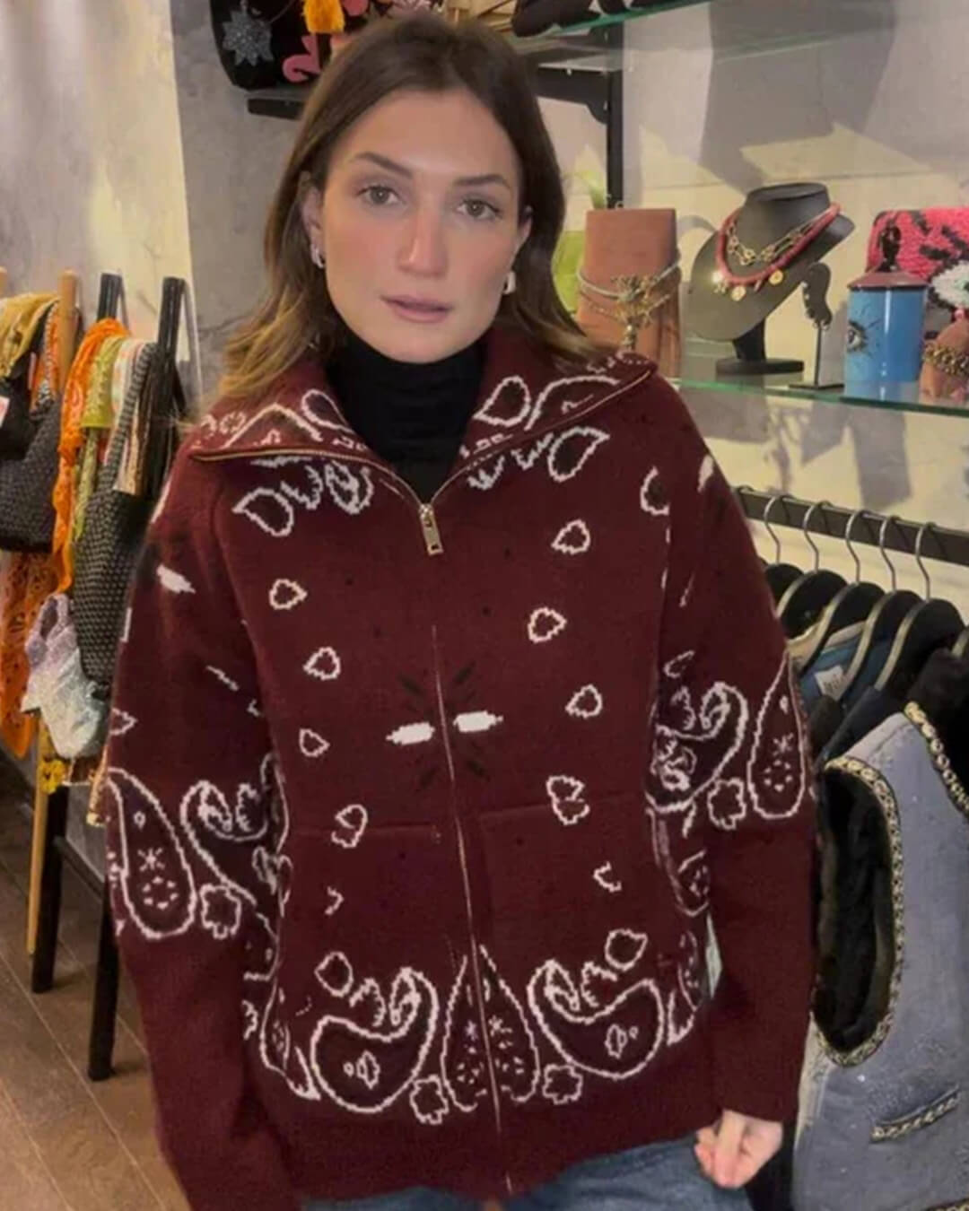 Cárdigan Stacey de Punto con Estampado Paisley