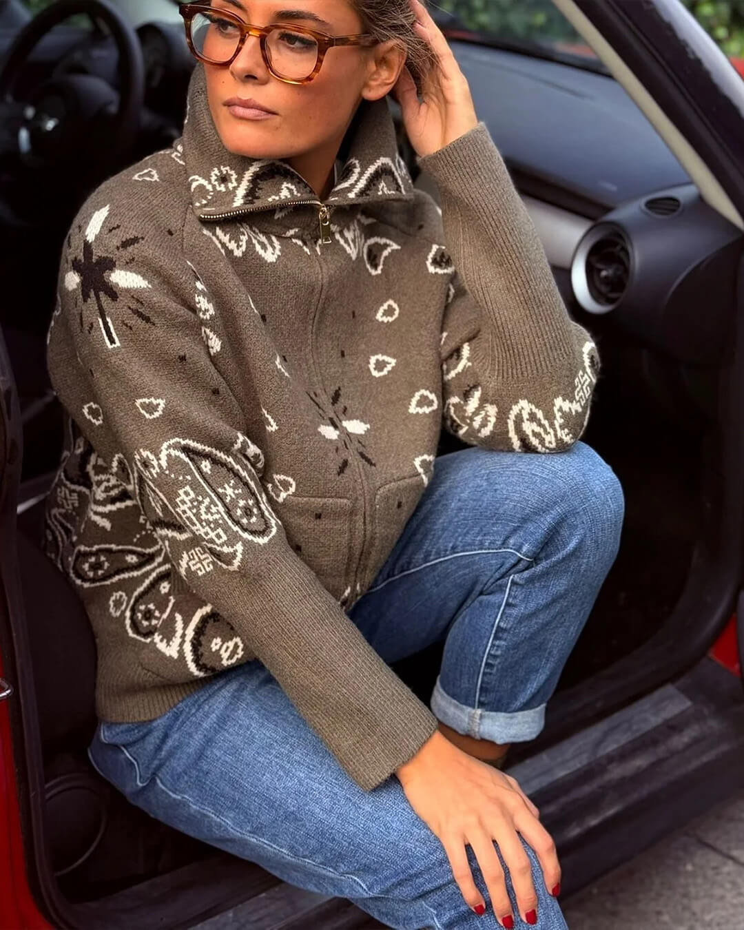 Cárdigan Stacey de Punto con Estampado Paisley