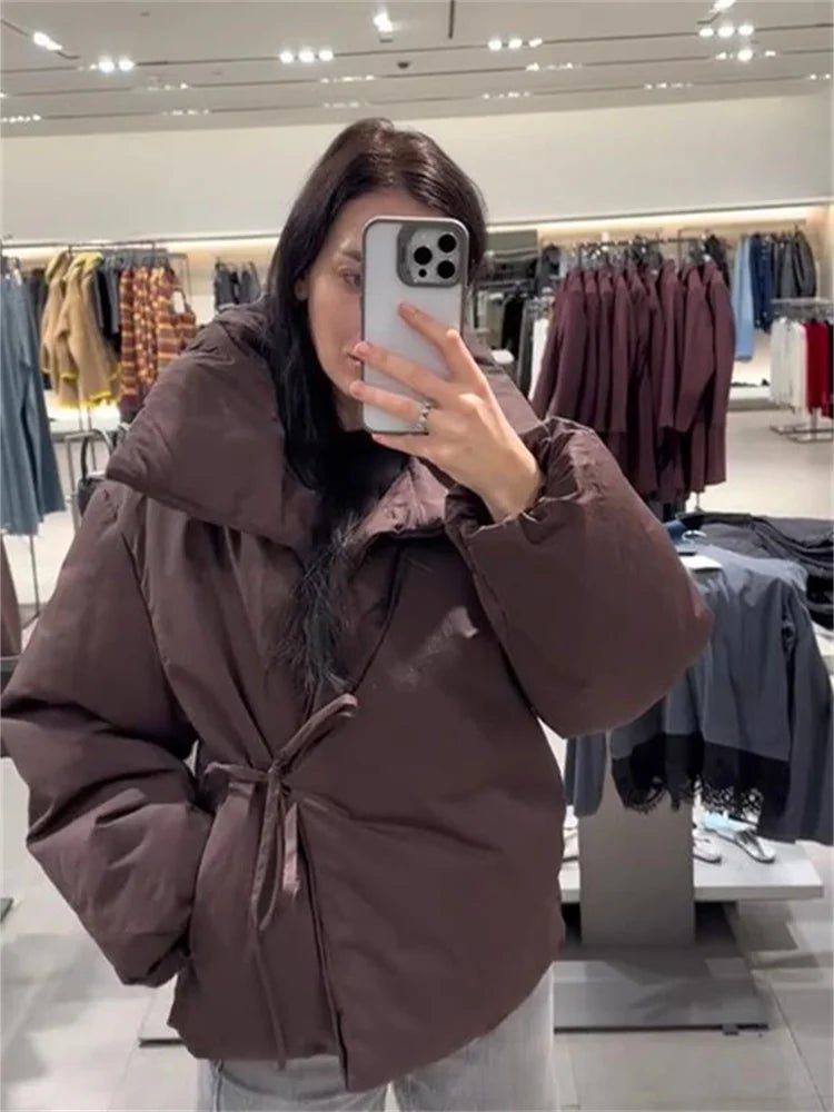 ZEYA - Suzanne High Collar Tie - Up Puffer Jacket