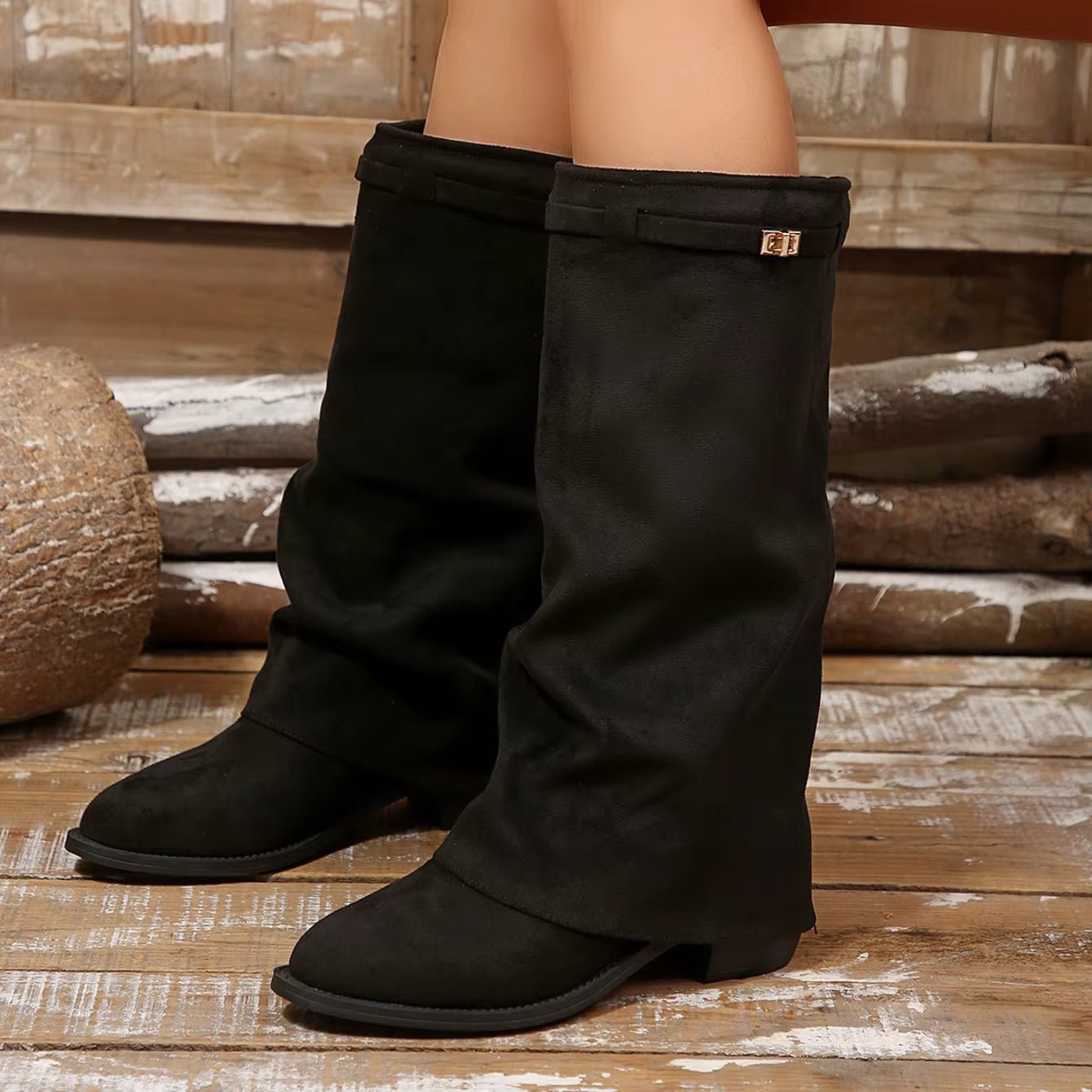 ZEYA - Teresa Faux Suede Knee High Boots