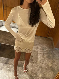 Thalia Lace Satin Splice Mini Skirt