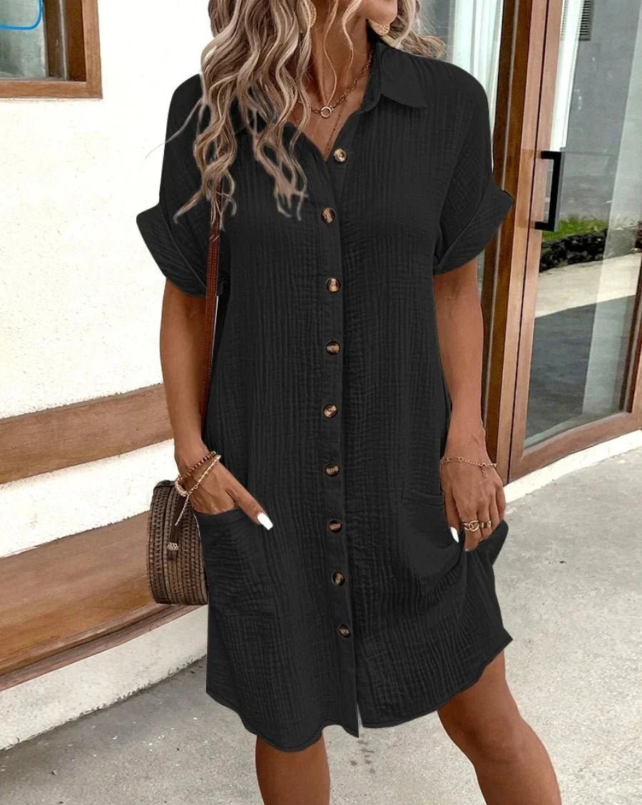 ZEYA - Themis Cotton Linen V-Neck Mini Dress