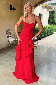 Vestido largo Tirzah sin espalda con tirantes finos