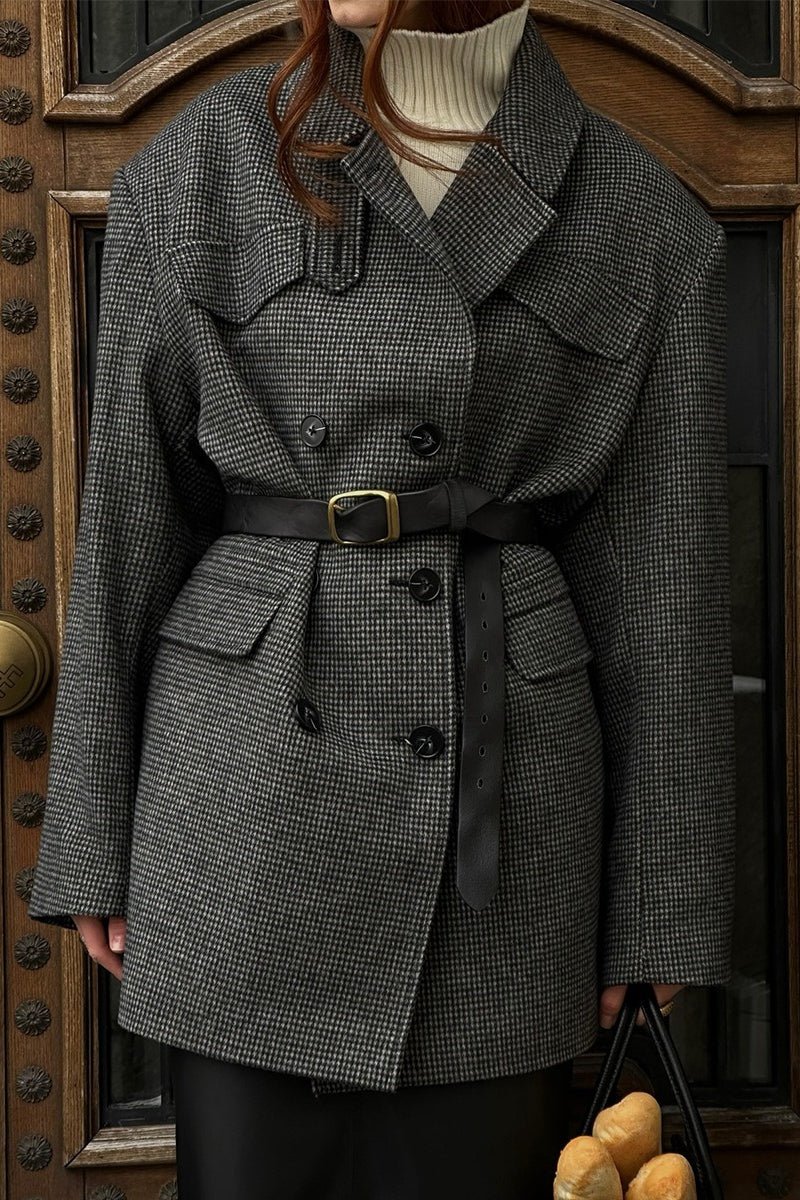 ZEYA - Trisha Houndstooth Long Coat