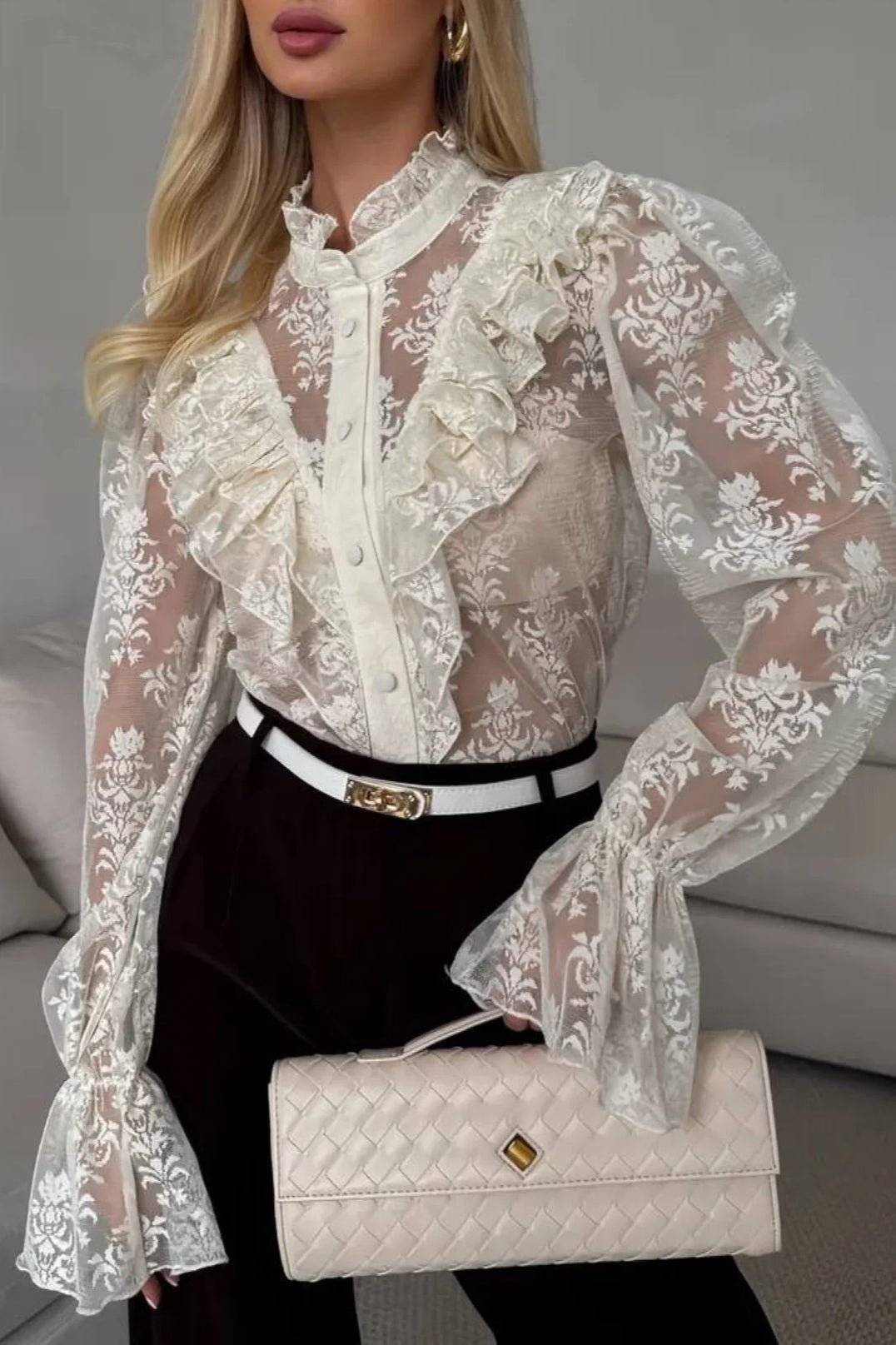 ZEYA - Valerie Ruffle Lace Sheer Blouse