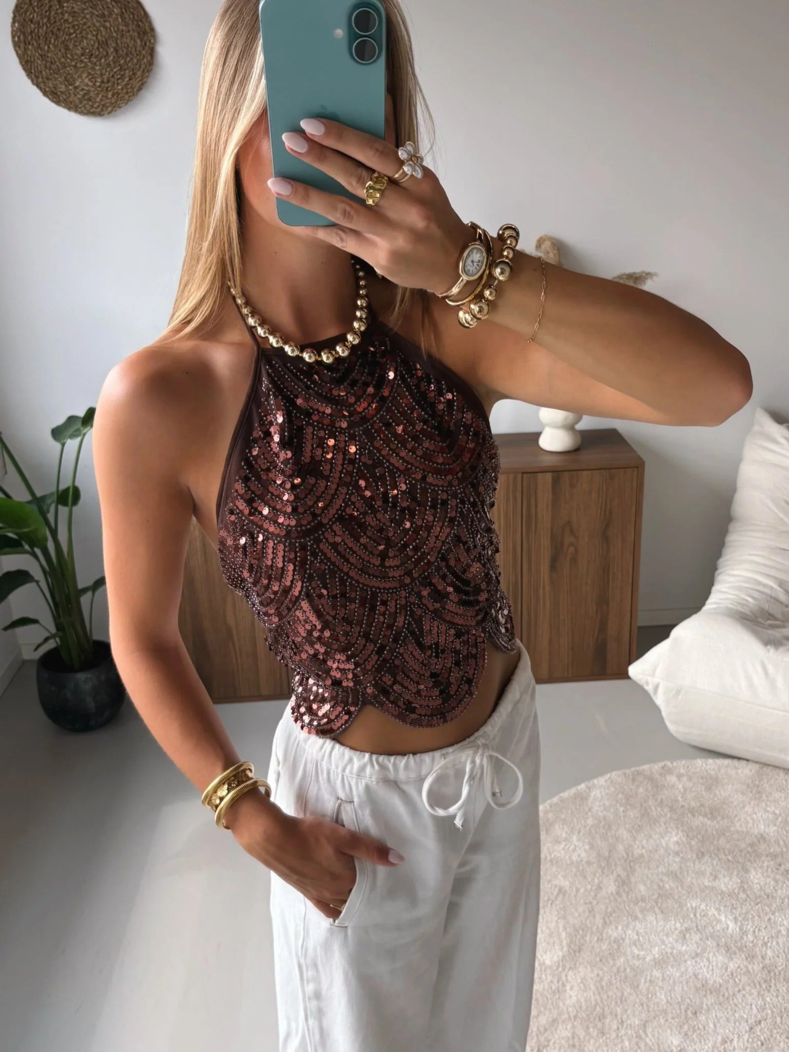 ZEYA - Valerie Sequin Halter Top