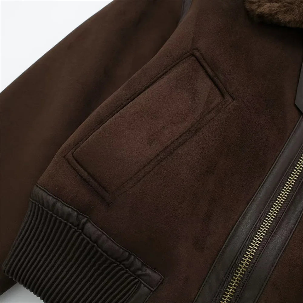 ZEYA - Vera Suede Short Bomber Jacket