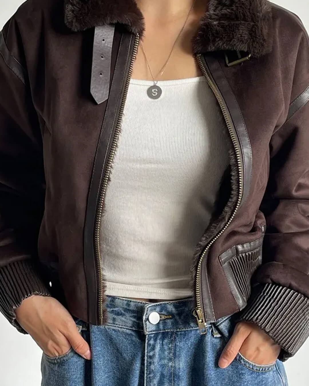 ZEYA - Vera Suede Short Bomber Jacket