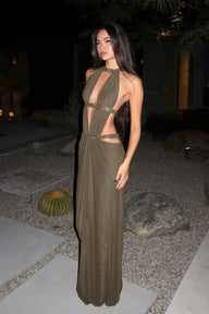 Vestido maxi Vianne fruncido con aberturas