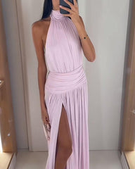 Mia Vestido Maxi sin Mangas con Abertura Lateral