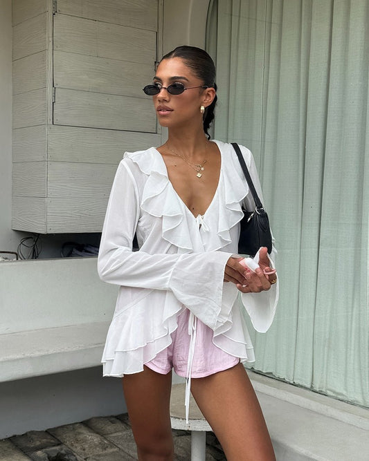 ZEYA - Vivian Ruffled Deep Neck Top