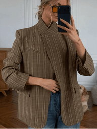 Chaqueta Willow de Traje con Rayas y Cuello Mao