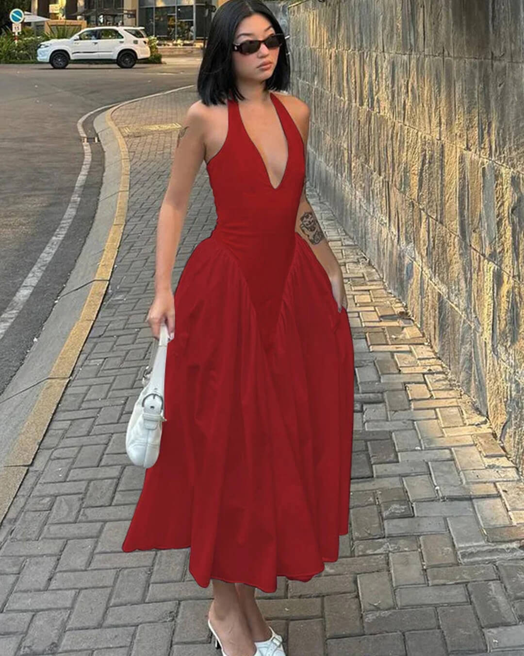 ZEYA - Ximena Deep Neck Maxi Dress