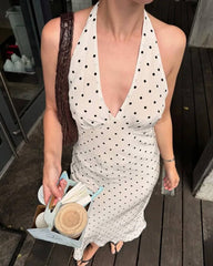 Vestido midi halter con lunares Zoe