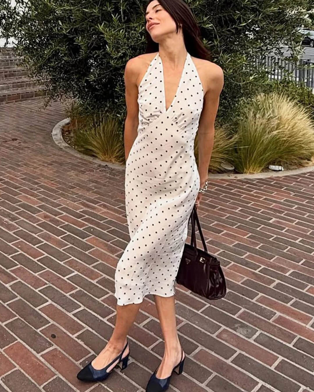 ZEYA - Zoe Polka Dot Halter Midi Dress