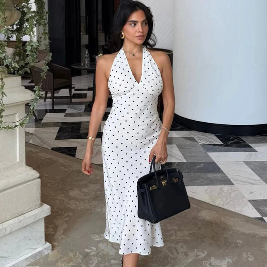 ZEYA - Zoe Polka Dot Halter Midi Dress