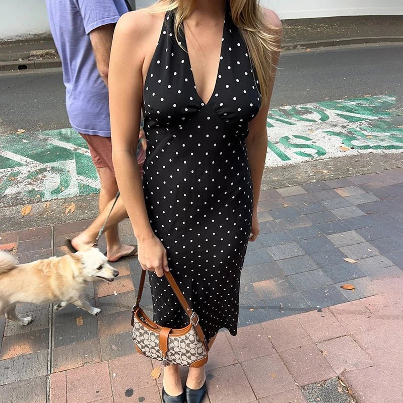 ZEYA - Zoe Polka Dot Halter Midi Dress