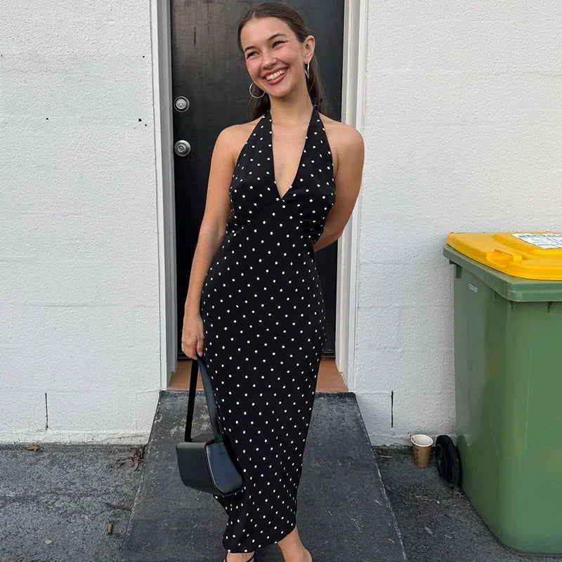 ZEYA - Zoe Polka Dot Halter Midi Dress